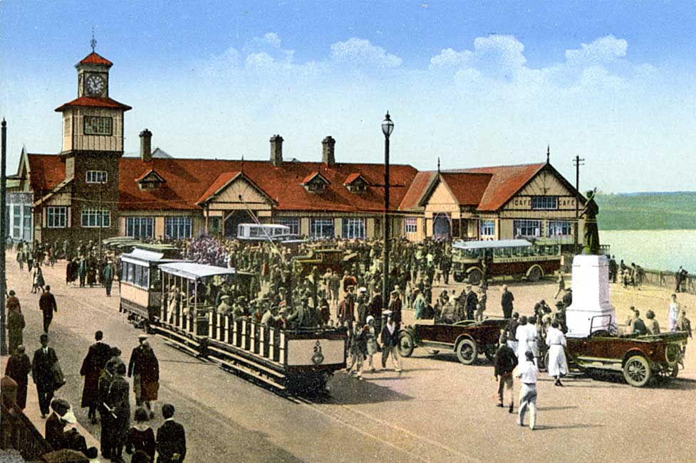 Railway Station with Charabanc and Tram
