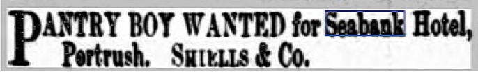 Seabank - Advert in the Coleraine Chronicle 1895